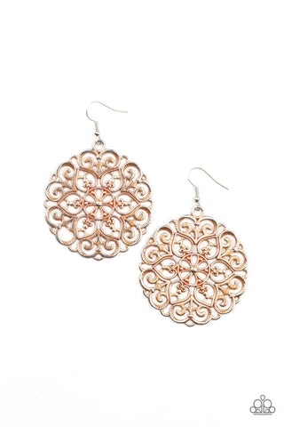 MANDALA Effect - Orange Paparazzi Earrings (PZ-5702)