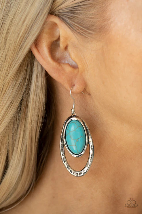 Pasture Paradise - Blue Paparazzi Earrings (PZ-4913)