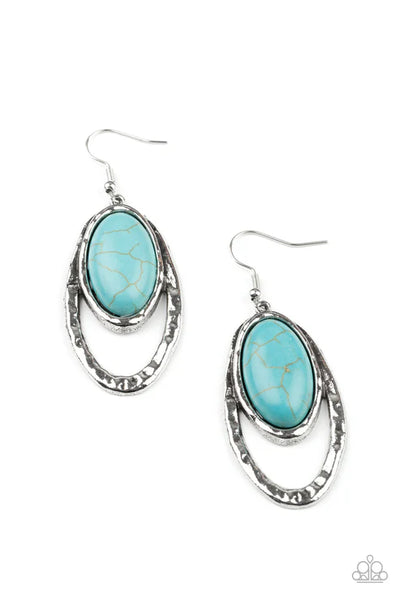 Pasture Paradise - Blue Paparazzi Earrings (PZ-2591)