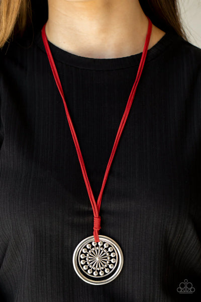 One MANDALA Show - Red Necklace - Paparazzi Accessories (PZ-2609)