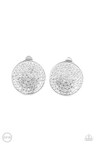 Drama on Demand - White Paparazzi Earrings (PZ-5094)
