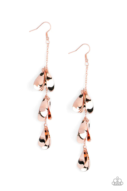 Arrival CHIME - Copper Paparazzi Earrings (PZ-4978)