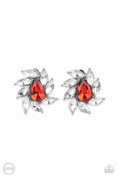 Sophisticated Swirl - Red ♥ Clip-On Paparazzi Earring (PZ-5076)