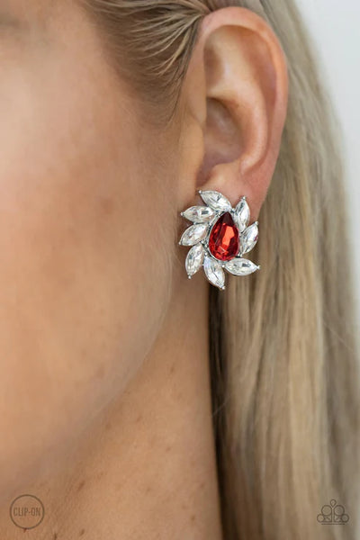 Sophisticated Swirl - Red ♥ Clip-On Paparazzi Earring (PZ-5076)