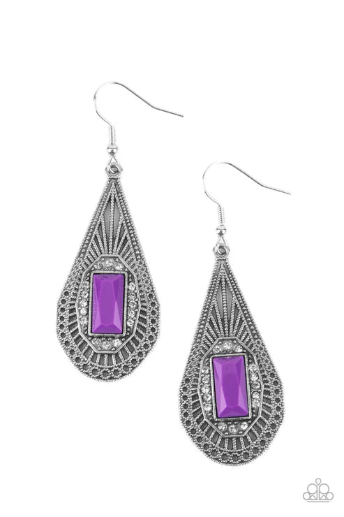 Deco Dreaming - Purple Paparazzi Earrings (PZ-1061)