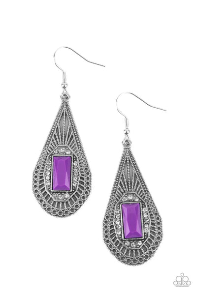Deco Dreaming - Purple Paparazzi Earrings (PZ-1061)