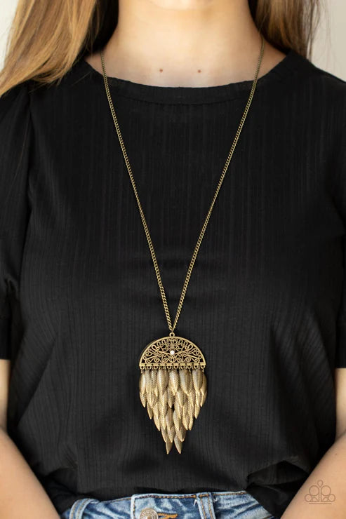 Canopy Cruise - Brass Paparazzi Necklace (PZ-5064)
