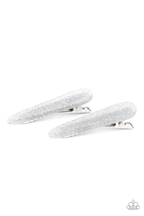 Pretty in PATRIOT - Silver Paparazzi Hair Clip  (PZ-5311)