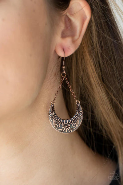 All in the PASTURE - Copper Paparazzi Earrings (PZ-5260)