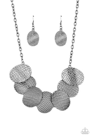 Industrial Wave - Black Paparazzi Necklace (PZ-3948)