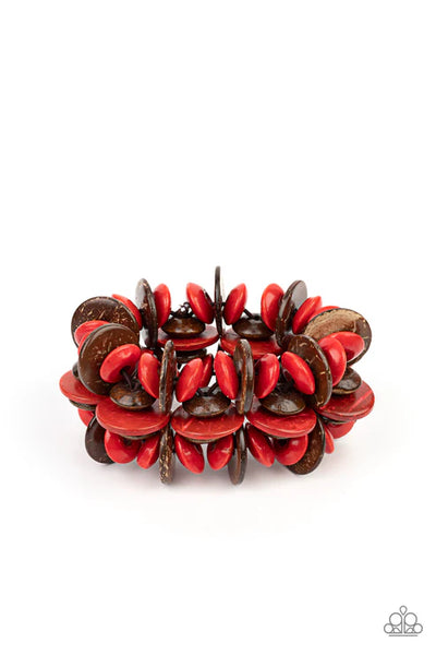 Caribbean Canopy - Red Paparazzi Bracelet (PZ-1258)