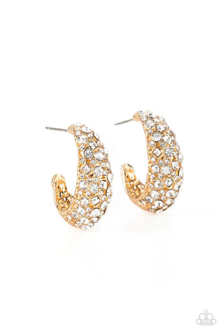 Glamorously Glimmering - Gold Paparazzi Earrings