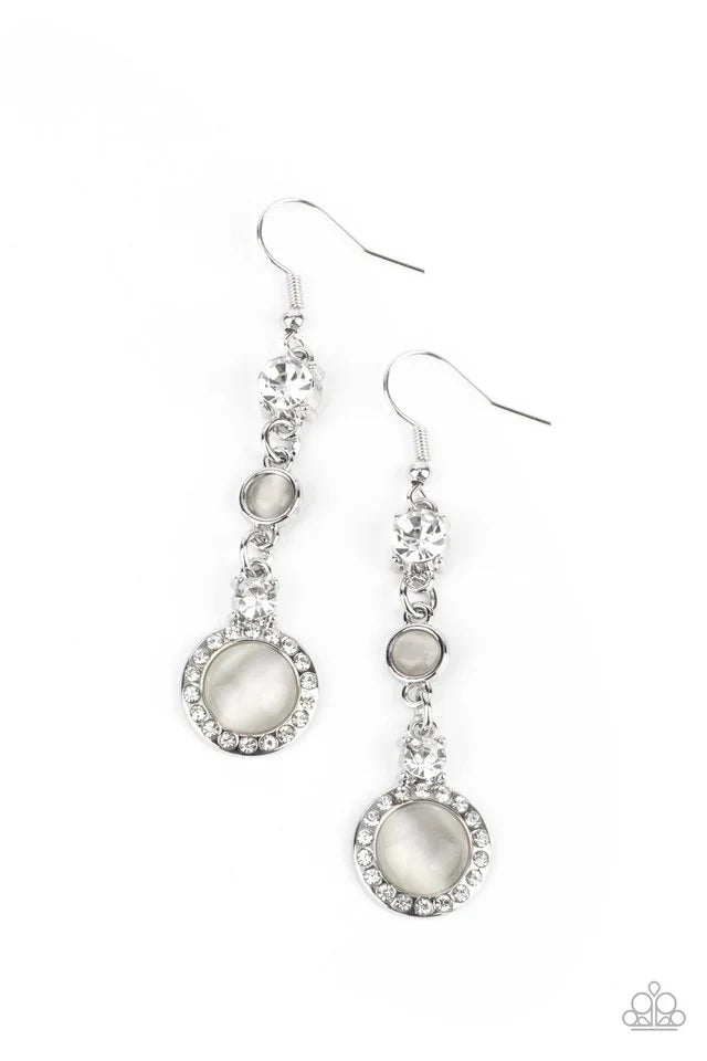 Epic Elegance - White Paparazzi Earrings (PZ-358)