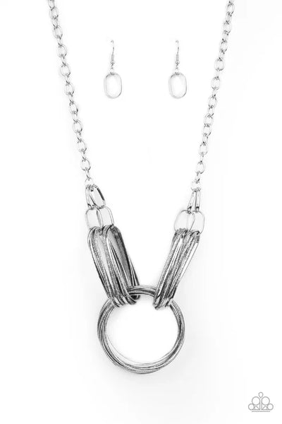 Lip Sync Links - Silver Paparazzi Necklace (PZ-5438)