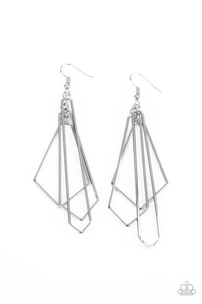 Shape Shifting Shimmer - Silver Paparazzi Earrings (PZ-5516)