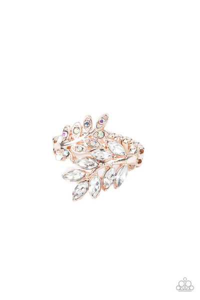 Glowing Gardenista - Rose Gold Paparazzi Ring (T95)