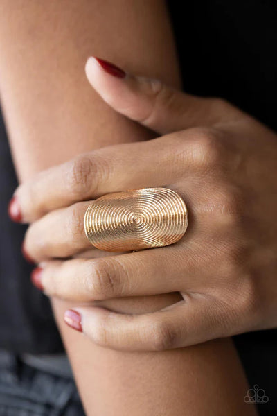 Urban Labyrinth - Gold Paparazzi  Ring (T4)