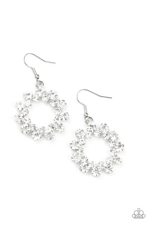 Champagne Bubbles - White Paparazzi Earrings (PZ-5662)