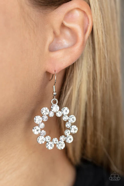 Champagne Bubbles - White Paparazzi Earrings (PZ-5662)