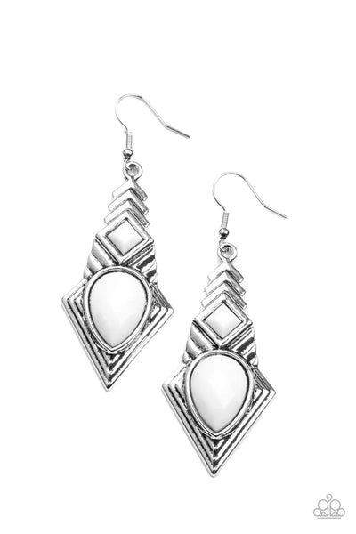 Stylishly Sonoran - White Paparazzi Earrings (PZ-5423)