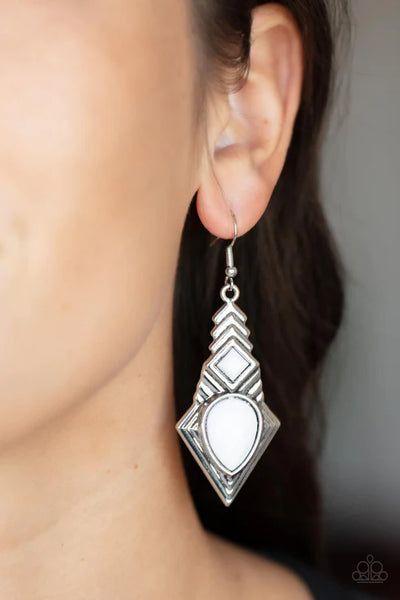 Stylishly Sonoran - White Paparazzi Earrings (PZ-5423)