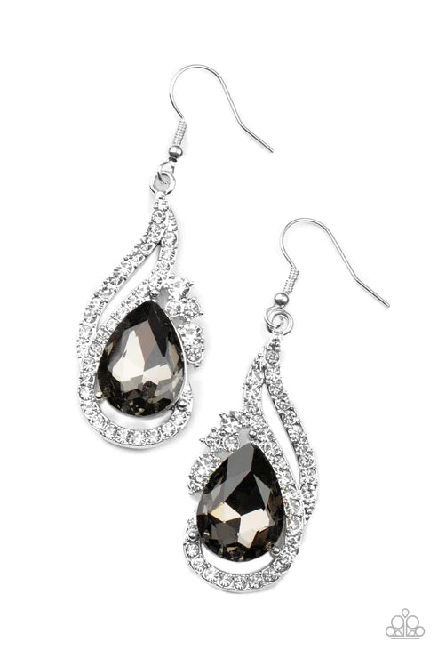 Dancefloor Diva - Silver Paparazzi Earrings (PZ-2433)