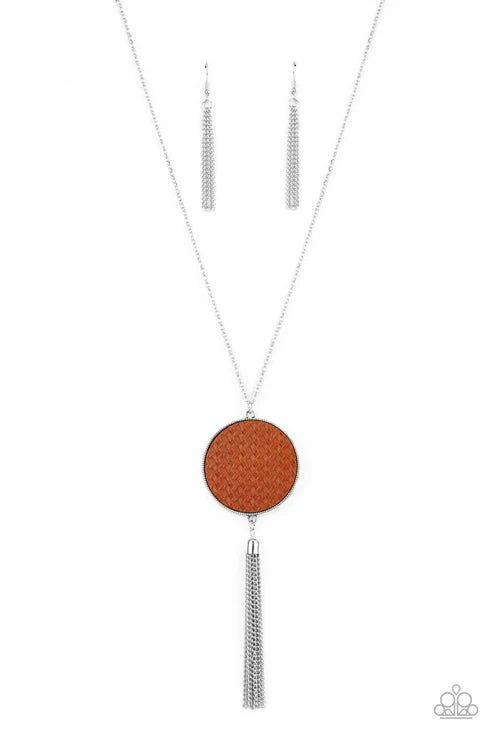 Wondrously Woven - Brown Paparazzi Necklace (PZ-3415)