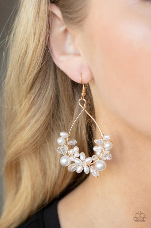 Marina Banquet - Gold Paparazzi Earrings (PZ-1266)