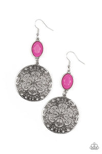 Eloquently Eden - Pink Paparazzi Earrings  (PZ-5456)