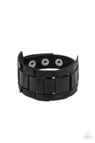 Plainly Plaited - Black Paparazzi Wrap Bracelet (W158)