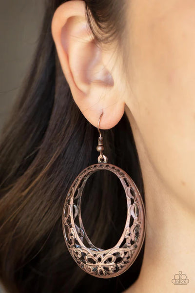 Gardenista Grandeur - Copper Paparazzi Earrings (PZ-3770)