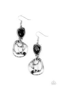 Galactic Drama - Black Paparazzi Earrings (PZ-3476)