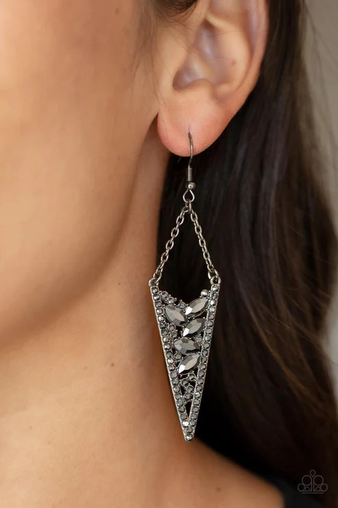 Sharp-Dressed Drama - Black Paparazzi Earrings (PZ-1584)