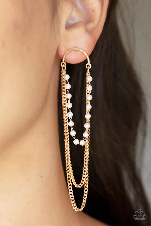 Vintage VIP - Gold Paparazzi Post Earrings (PZ-3933)