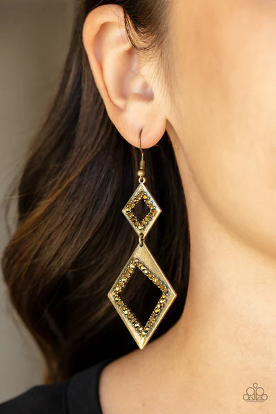 Deco Decoupage - Brass Paparazzi Earrings (PZ-1390)