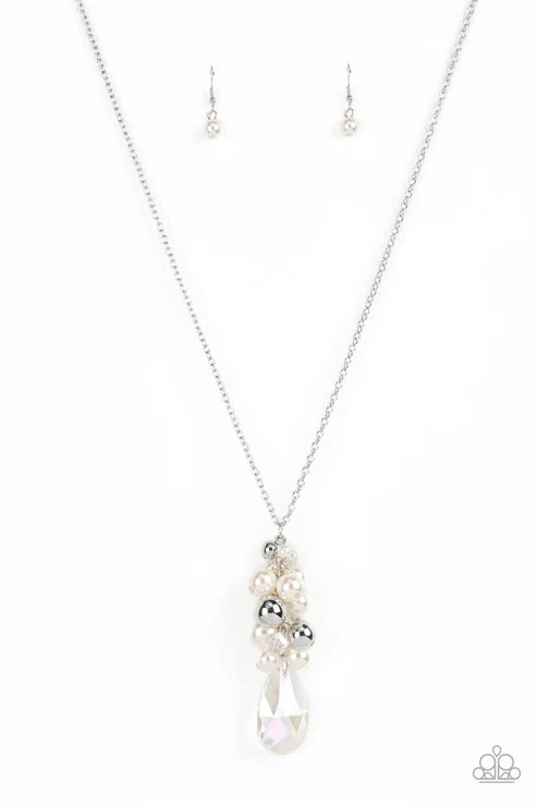 Drip Drop Dazzle - White Paparazzi Necklace (PZ-5123)