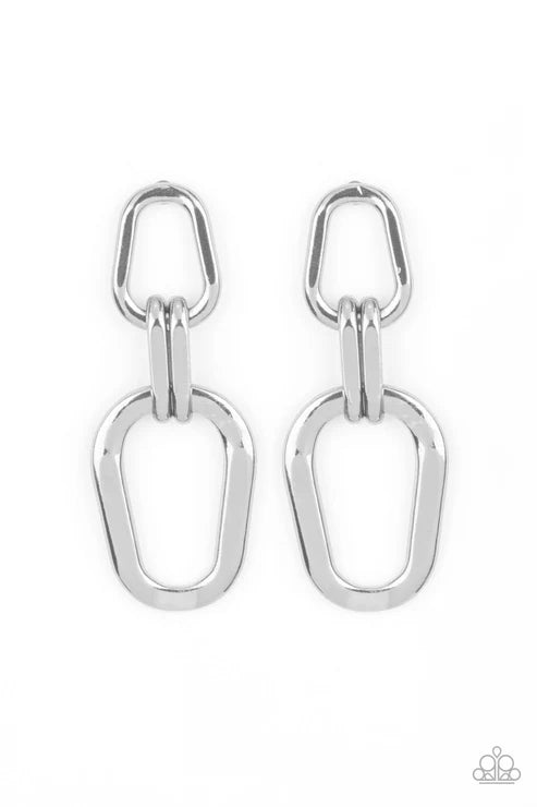 Harmonic Hardware - Silver Paparazzi Earrings (PZ-5628)