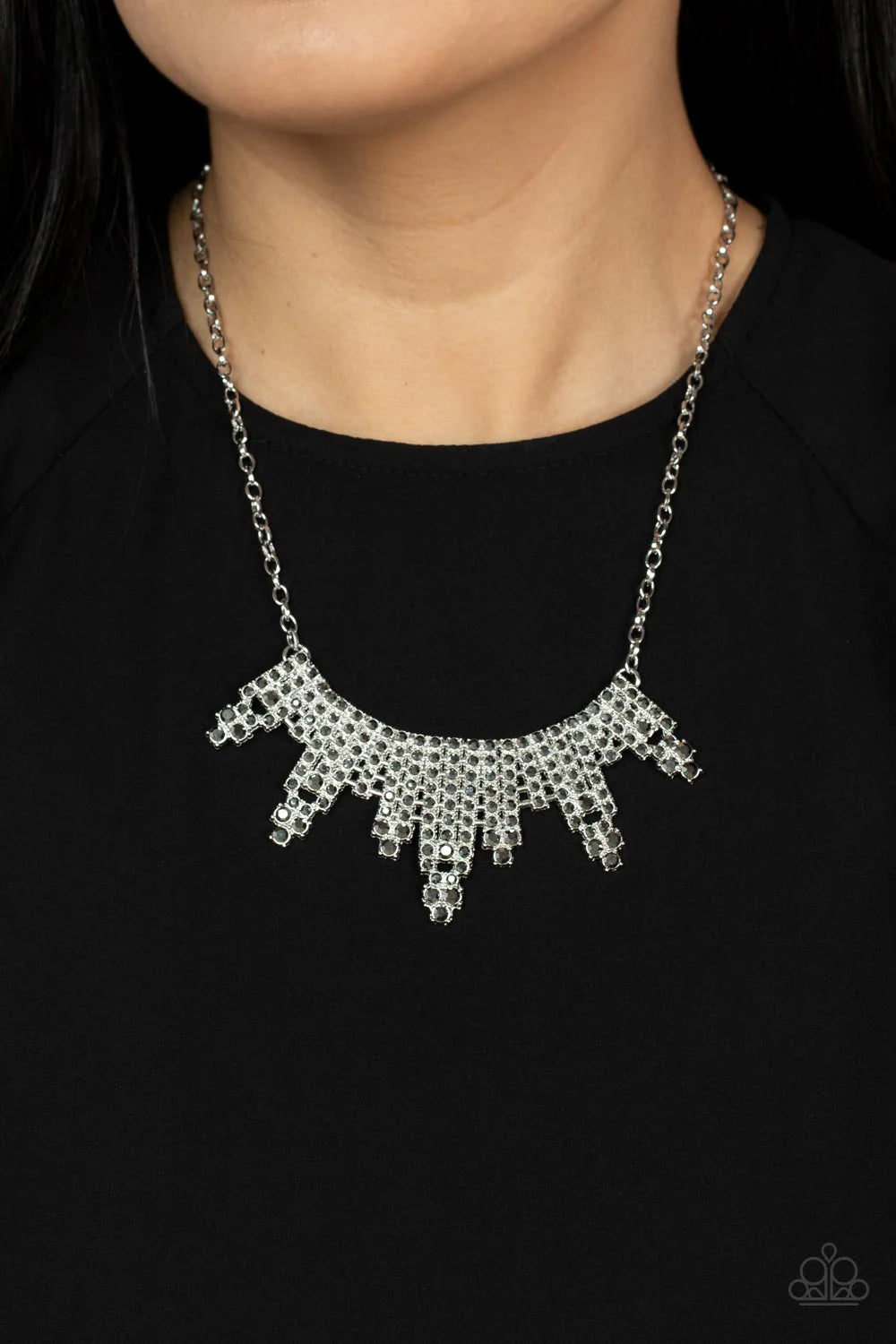 Skyscraping Sparkle - Silver Necklace - Paparazzi Accessories (PZ-5027)