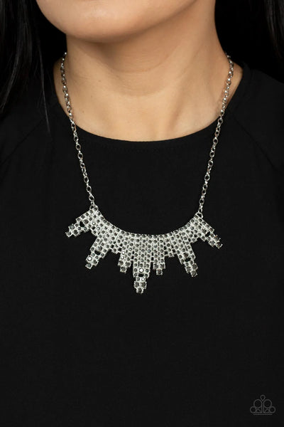 Skyscraping Sparkle - Silver Necklace - Paparazzi Accessories (PZ-3603)