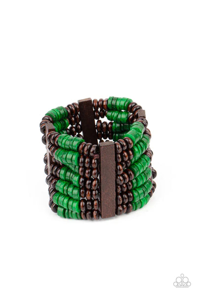 Vacay Vogue - Green Paparazzi Bracelet (PZ-1183)