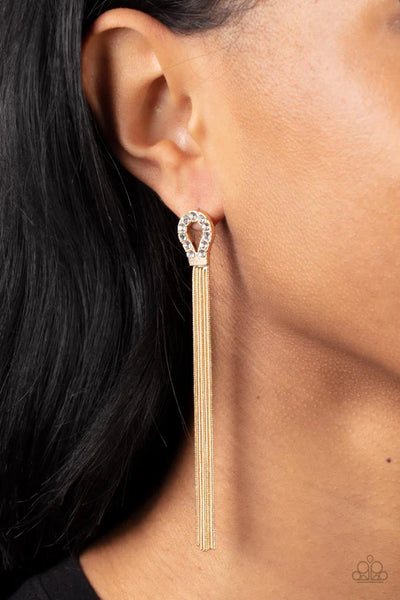 Dallas Debutante - Gold Paparazzi Post Earrings (PZ-3797)