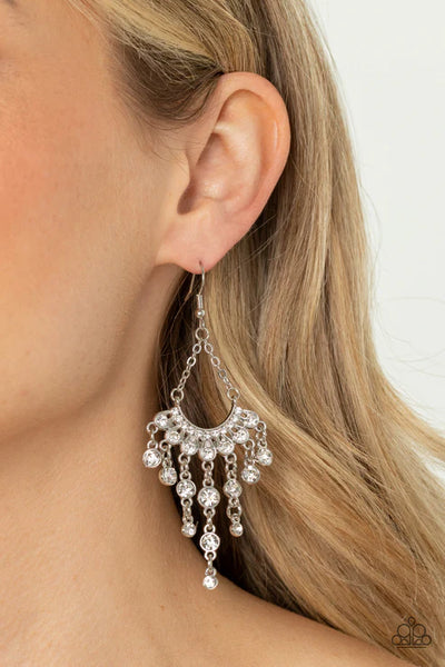 Commanding Candescence - White Paparazzi Earrings