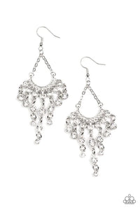 Commanding Candescence - White Paparazzi Earrings