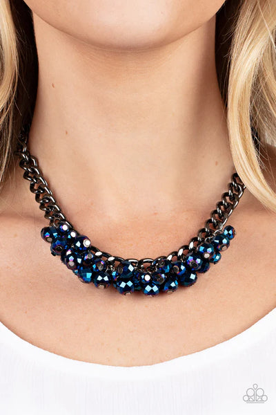 Galactic Knockout - Blue Paparazzi Necklace (PZ-5197)