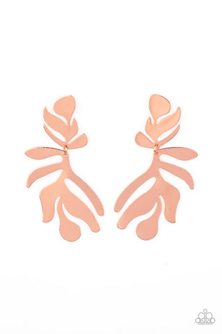 Palm Picnic - Copper Paparazzi Post Earrings (PZ-3336)