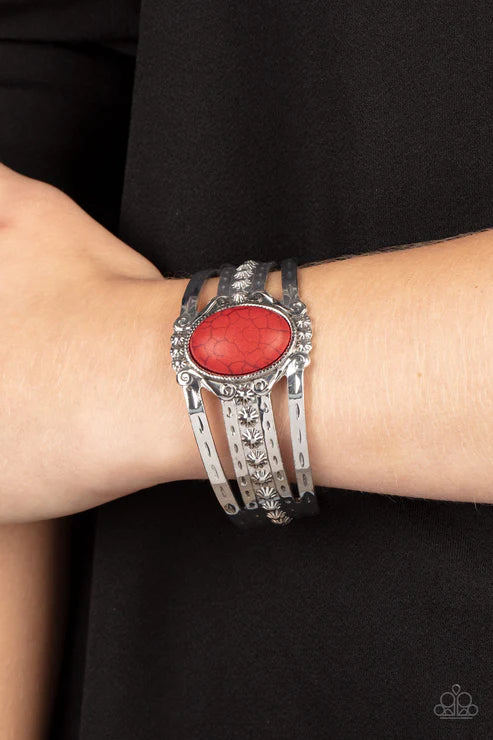 Mojave Mecca - Red Paparazzi  Bracelet (PZ-5592)