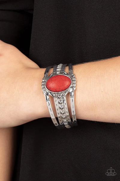 Mojave Mecca - Red Paparazzi  Bracelet (PZ-1136)