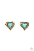 Rustic Romance - Brass Paparazzi Earrings (PZ-781)