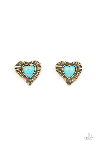 Rustic Romance - Brass Paparazzi Earrings (PZ-781)