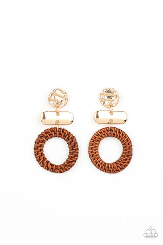 Woven Whimsicality - Gold Paparazzi Earrings (PZ-1417)